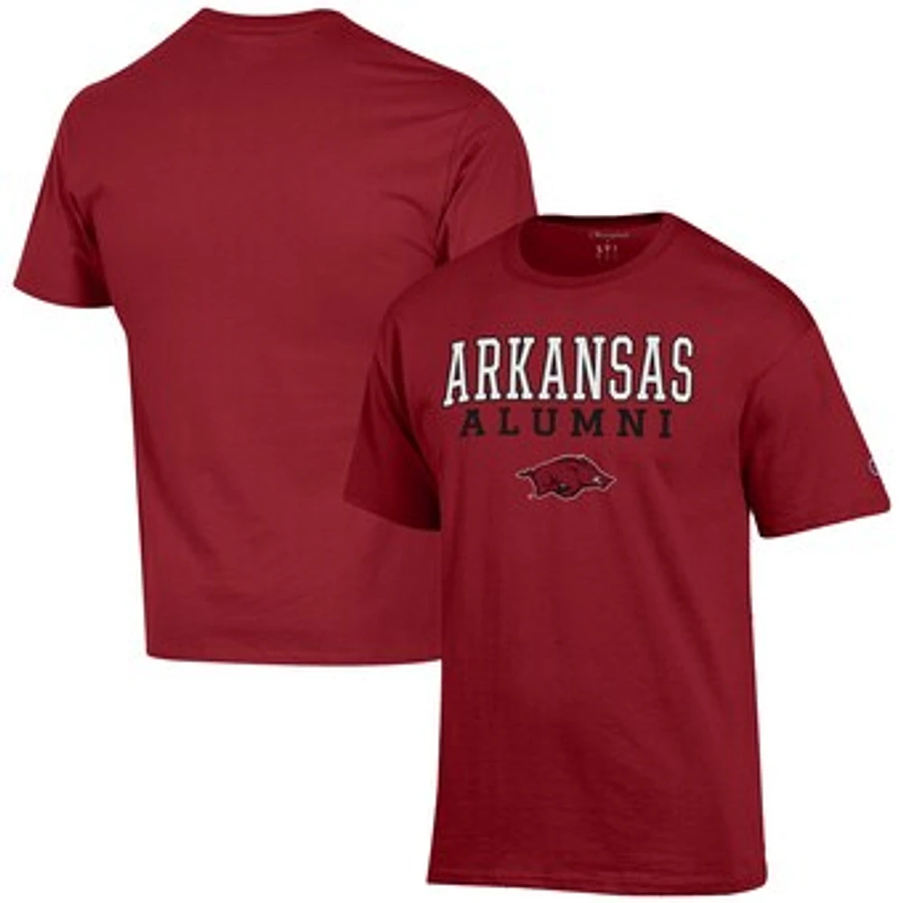 Men's Champion Cardinal Arkansas Razorbacks Alumni Logo Stack T-Shirt