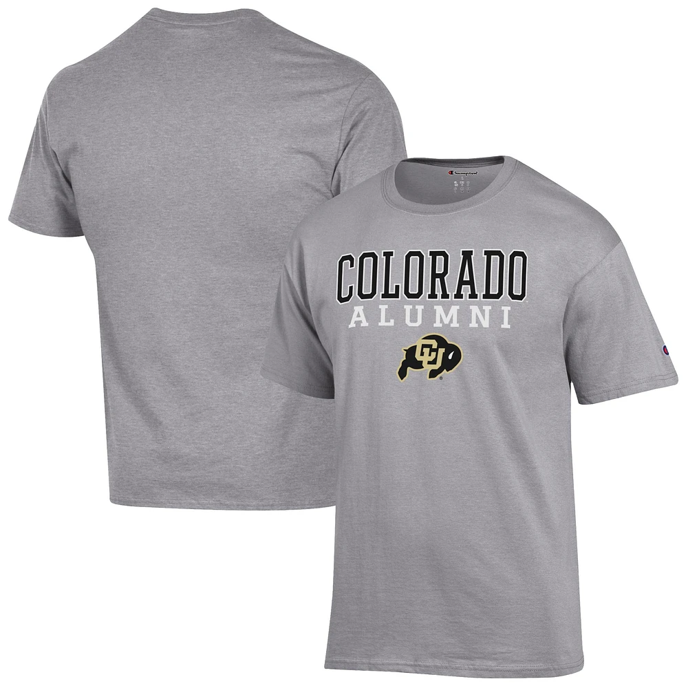 Men's Champion Gray Colorado Buffaloes Alumni Logo Stack T-Shirt