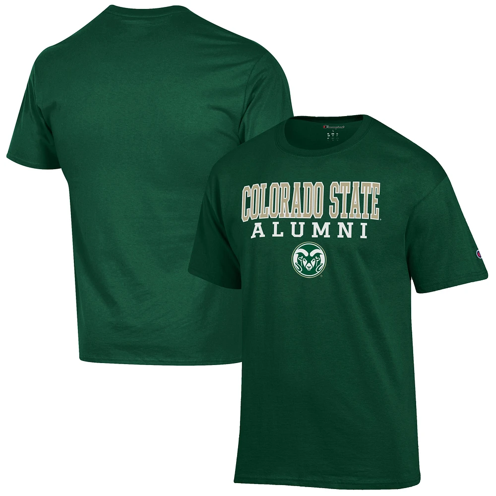 Men's Champion Green Colorado State Rams Alumni Logo Stack T-Shirt