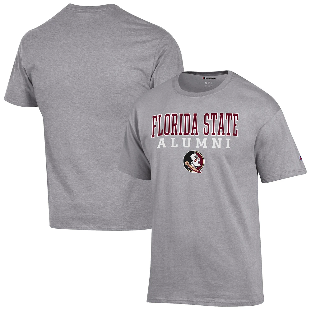 Men's Champion Gray Florida State Seminoles Alumni Logo Stack T-Shirt
