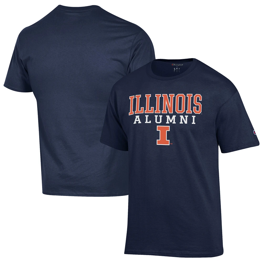 Men's Champion Navy Illinois Fighting Illini Alumni Logo Stack T-Shirt