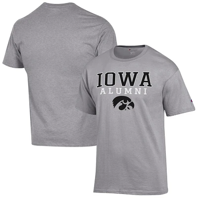 Men's Champion Gray Iowa Hawkeyes Alumni Logo Stack T-Shirt