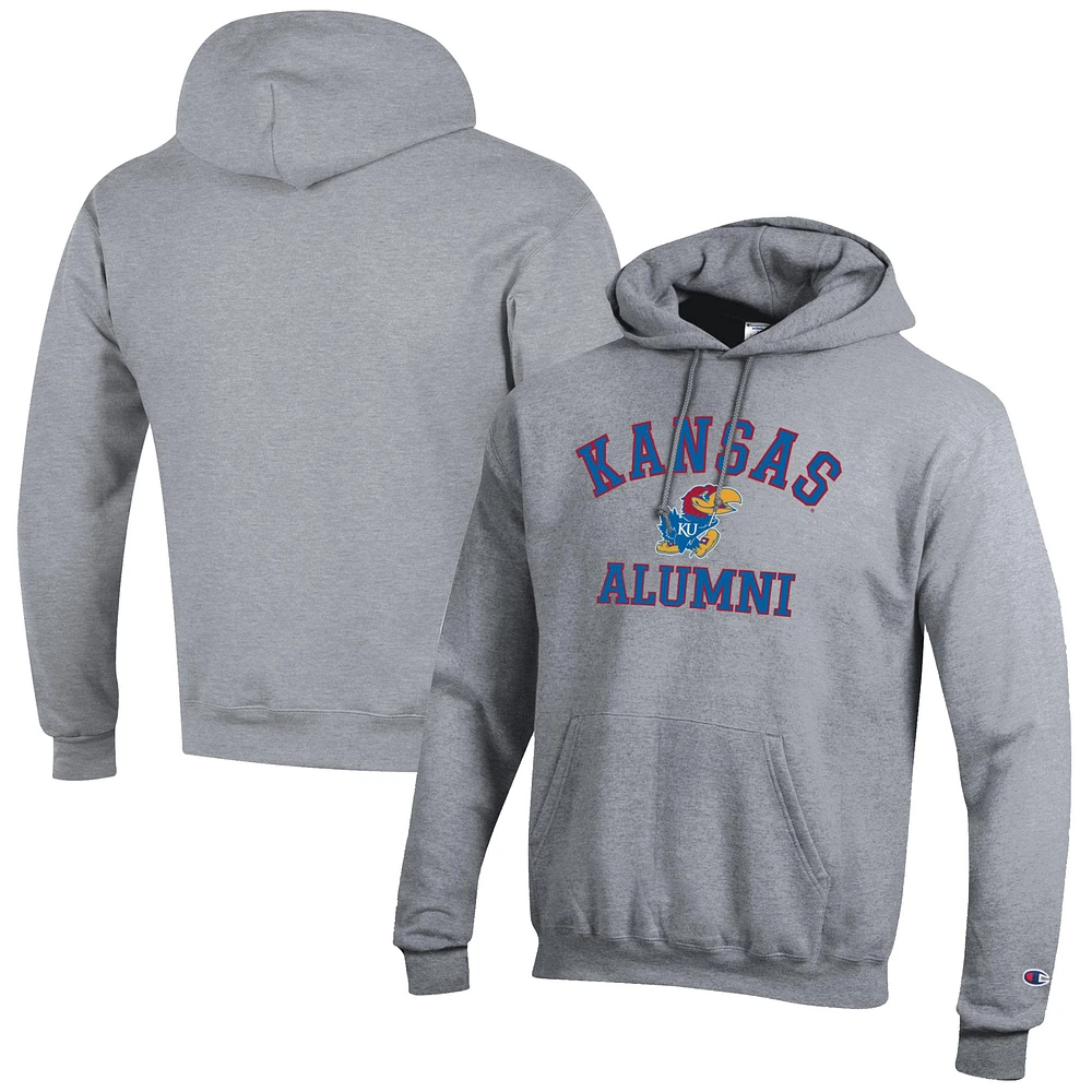 Men's Champion Gray Kansas Jayhawks Alumni Logo Pullover Hoodie