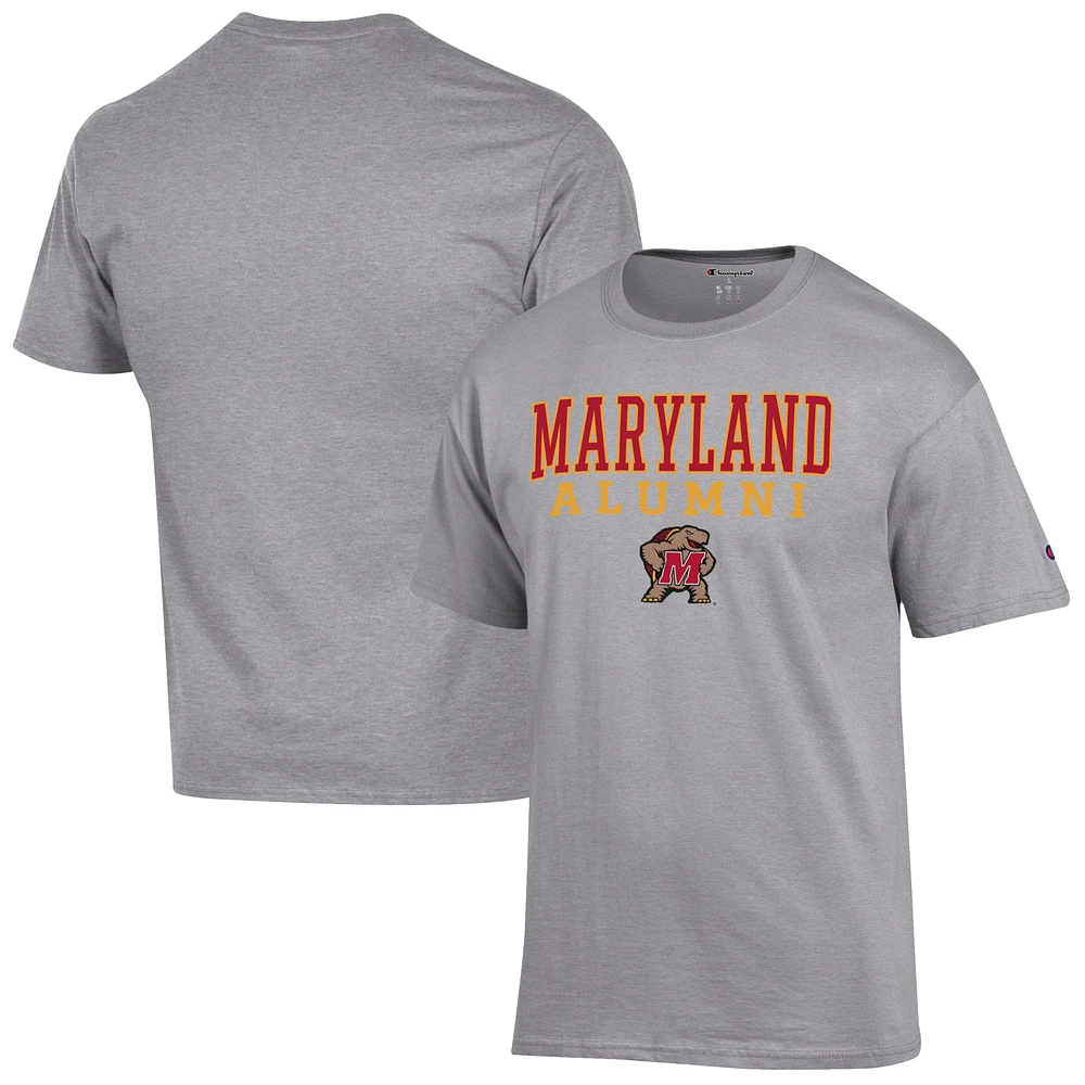 Men's Champion Gray Maryland Terrapins Alumni Logo Stack T-Shirt