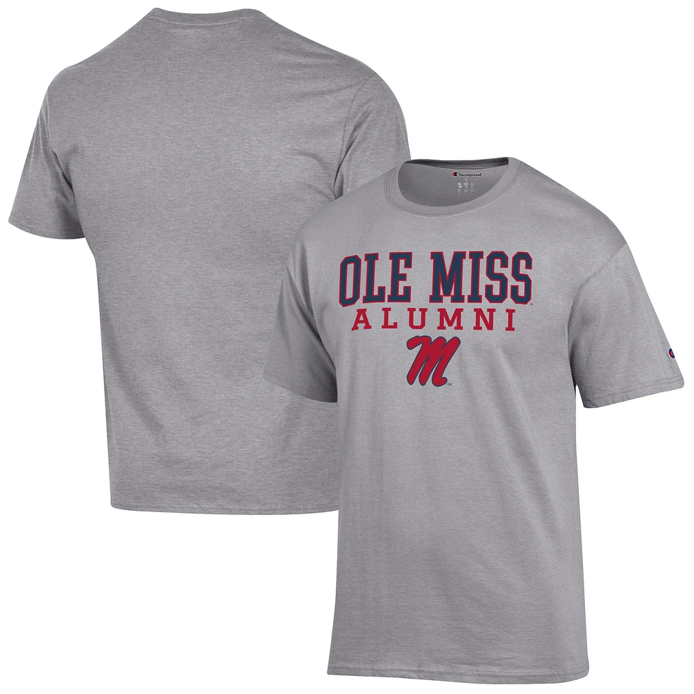 Men's Champion Gray Ole Miss Rebels Alumni Logo Stack T-Shirt