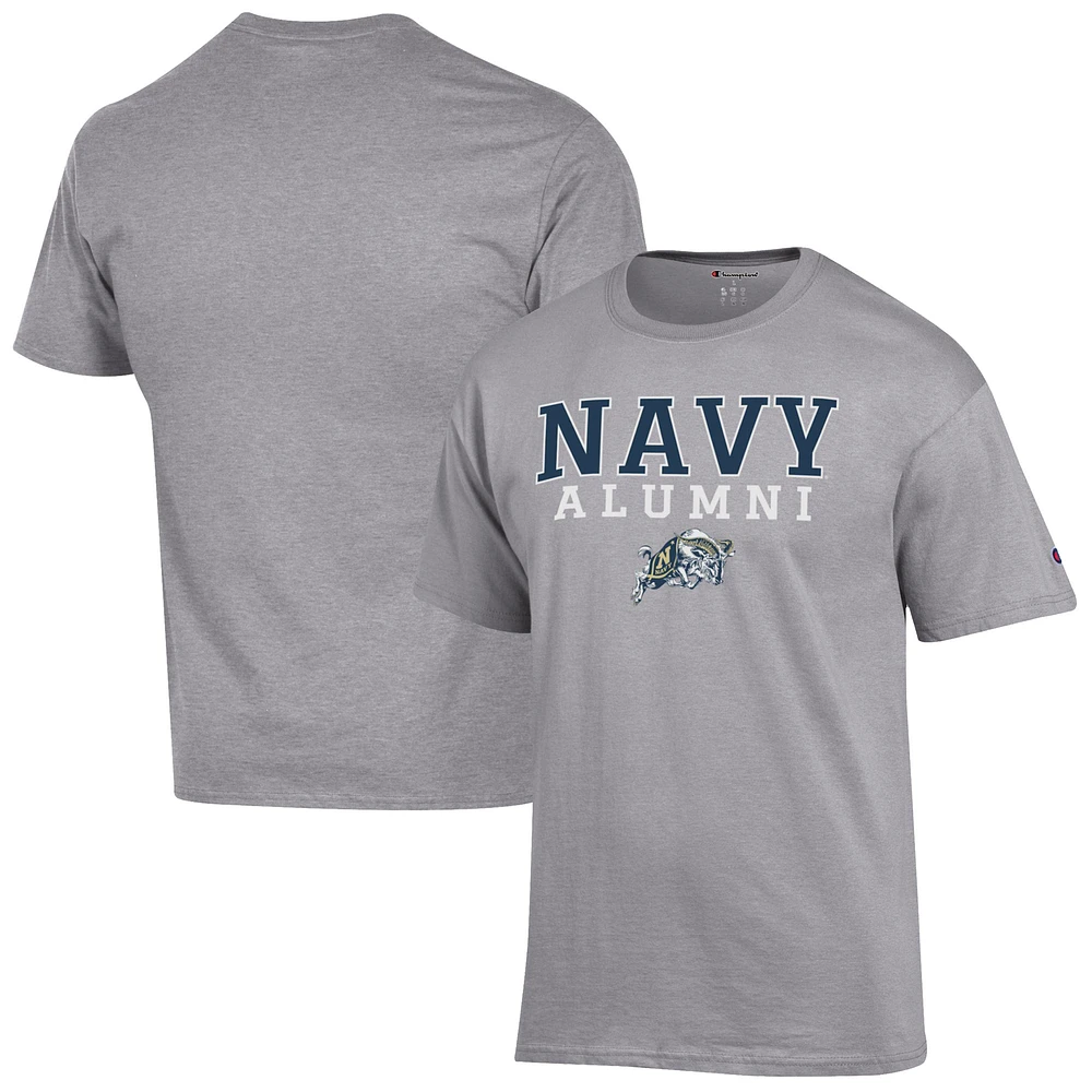 Men's Champion Gray Navy Midshipmen Alumni Logo Stack T-Shirt