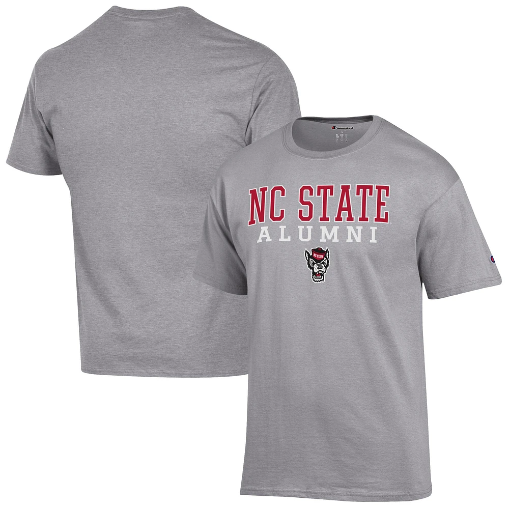 Men's Champion Gray NC State Wolfpack Alumni Logo Stack T-Shirt