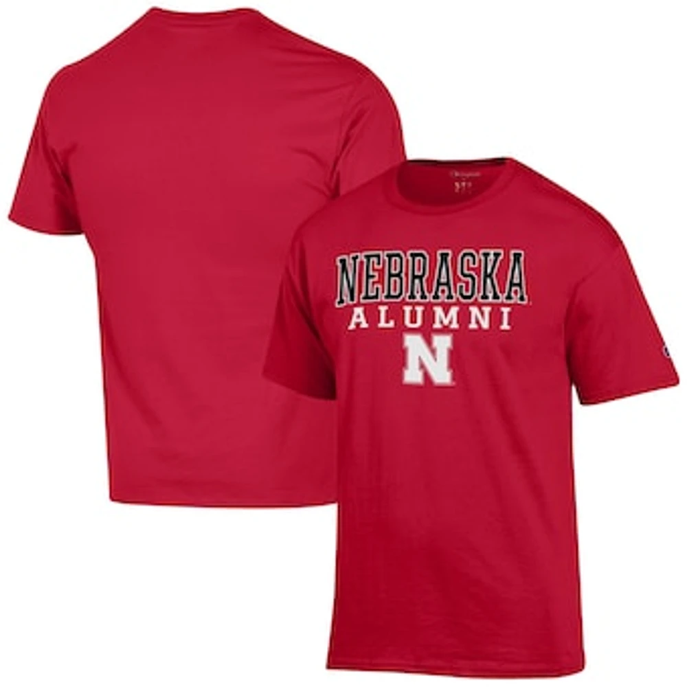 Men's Champion Scarlet Nebraska Huskers Alumni Logo Stack T-Shirt