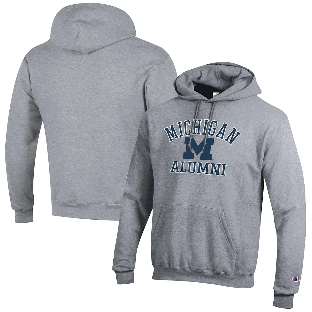 Men's Champion Gray Michigan Wolverines Alumni Logo Pullover Hoodie
