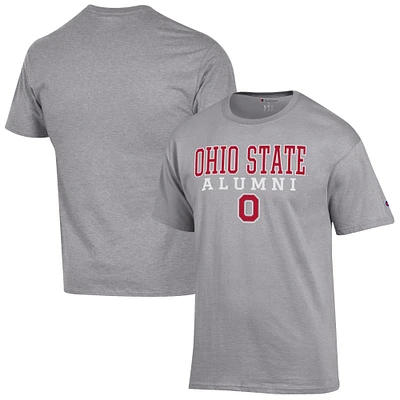 Men's Champion Gray Ohio State Buckeyes Alumni Logo Stack T-Shirt