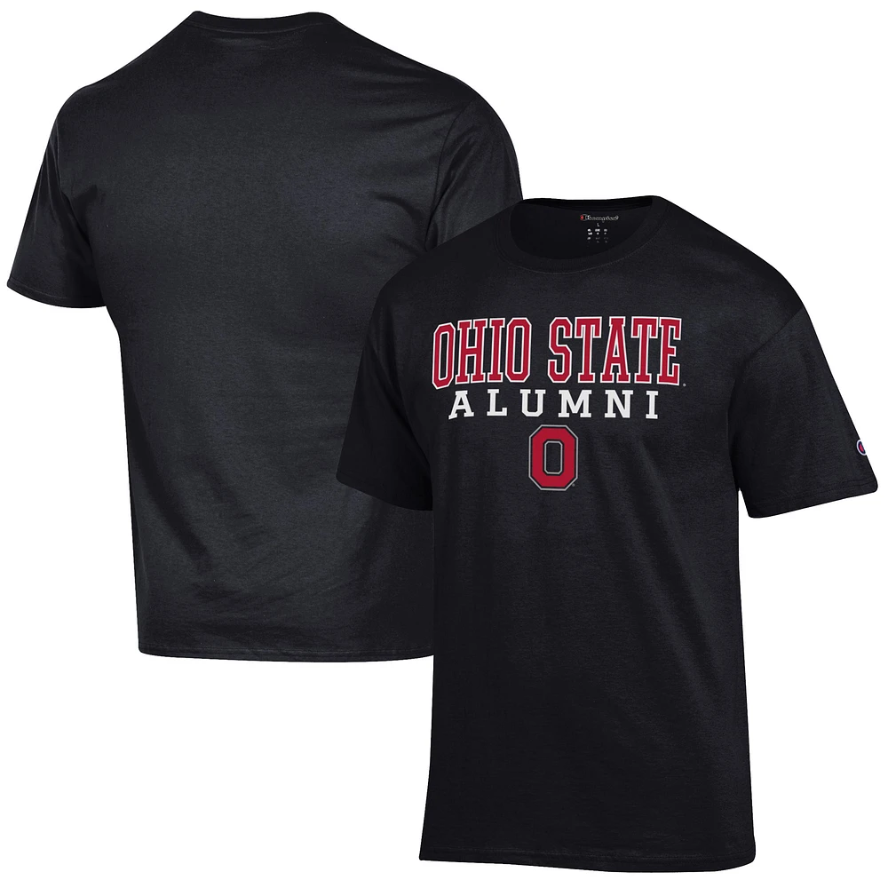 Men's Champion Black Ohio State Buckeyes Alumni Logo Stack T-Shirt