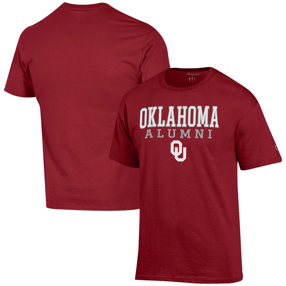 Men's Champion Crimson Oklahoma Sooners Alumni Logo Stack T-Shirt