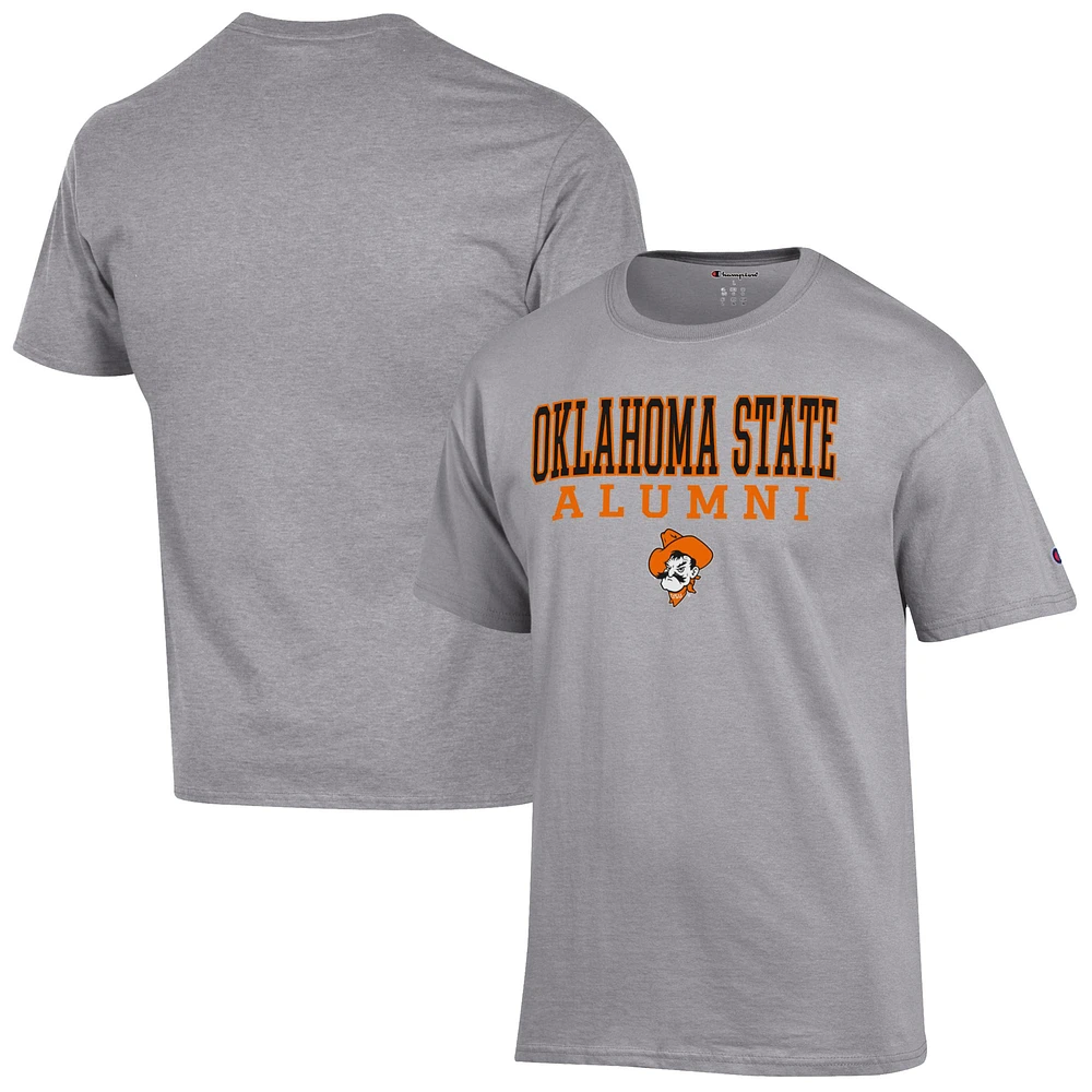 Men's Champion Gray Oklahoma State Cowboys Alumni Logo Stack T-Shirt