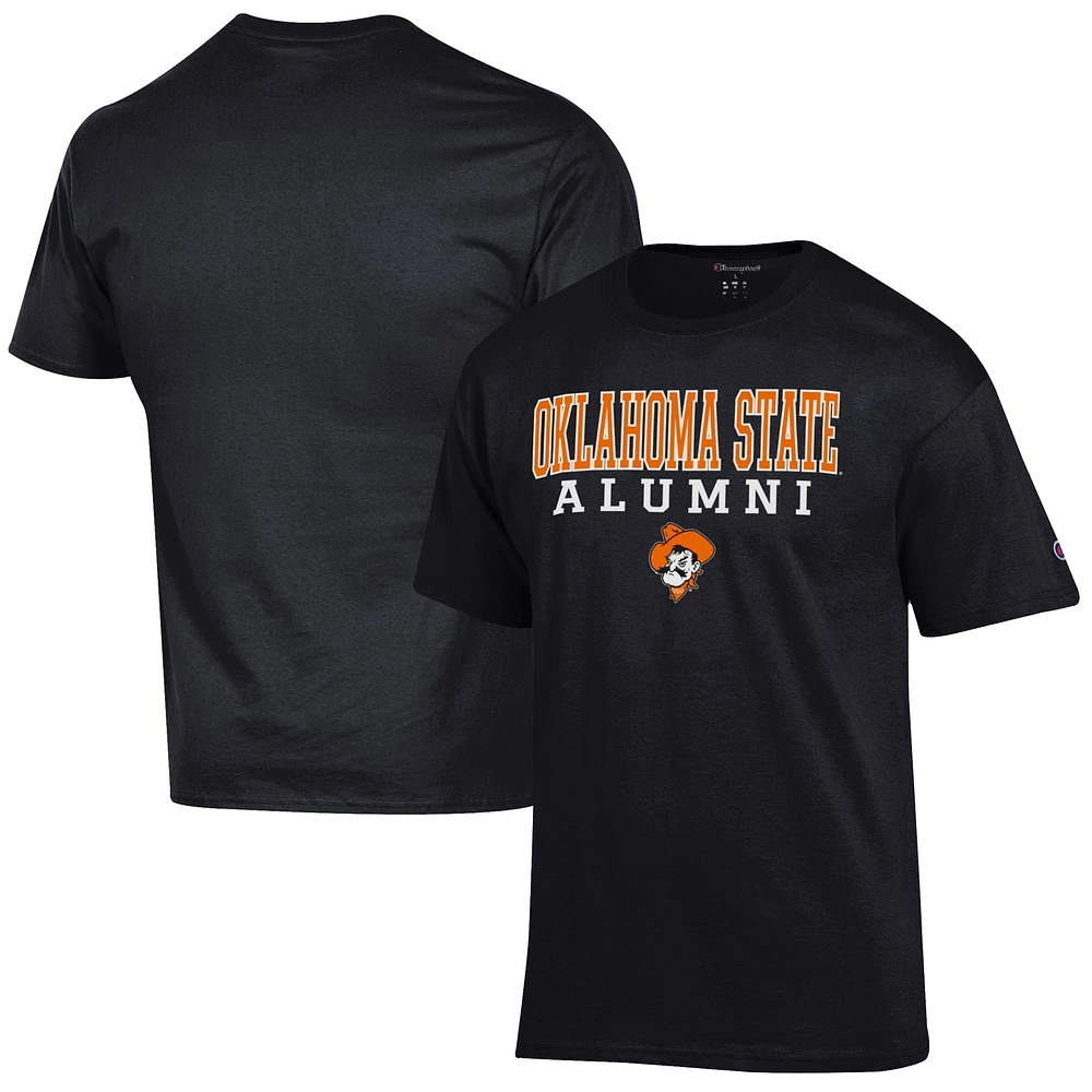 Men's Champion Black Oklahoma State Cowboys Alumni Logo Stack T-Shirt