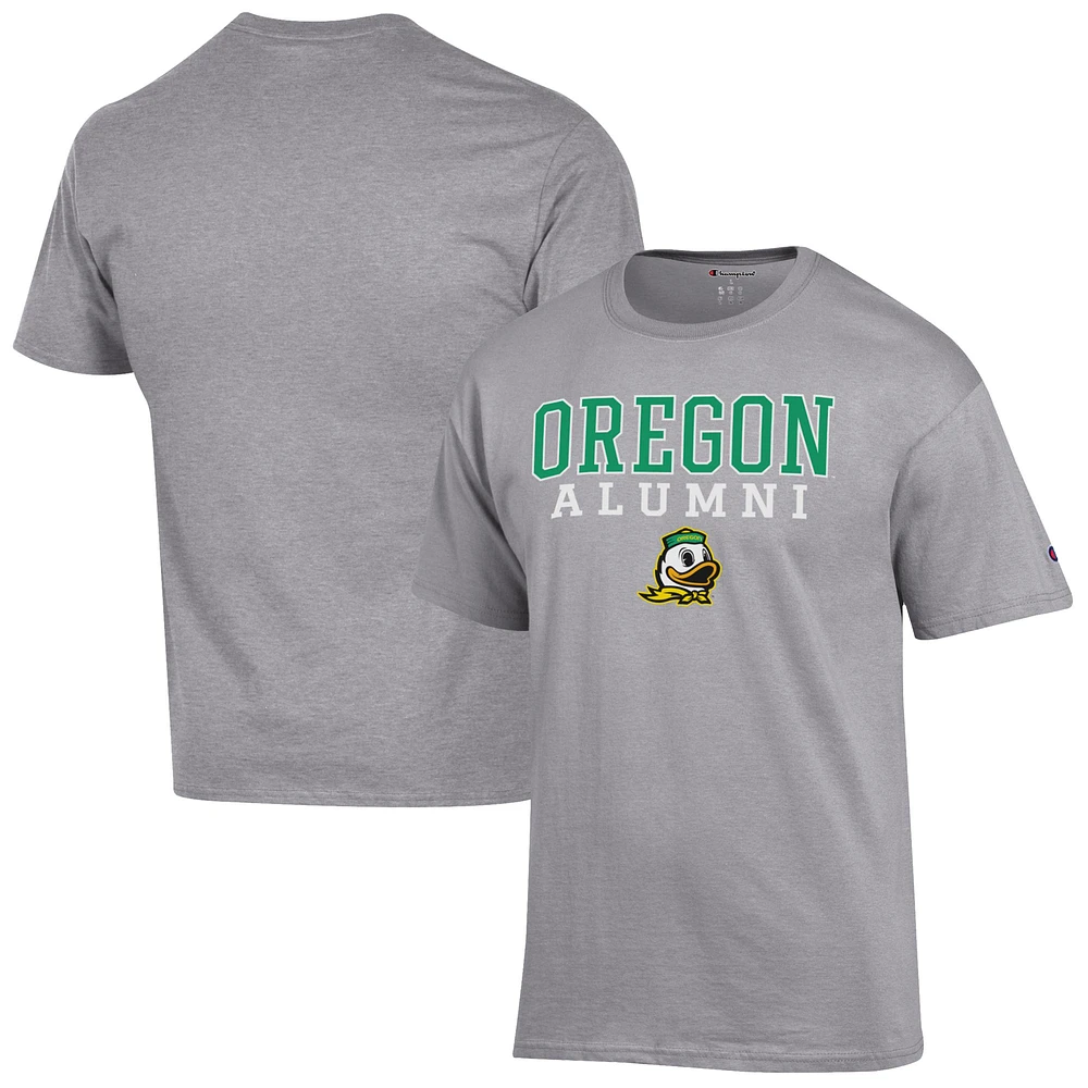 Men's Champion Gray Oregon Ducks Alumni Logo Stack T-Shirt