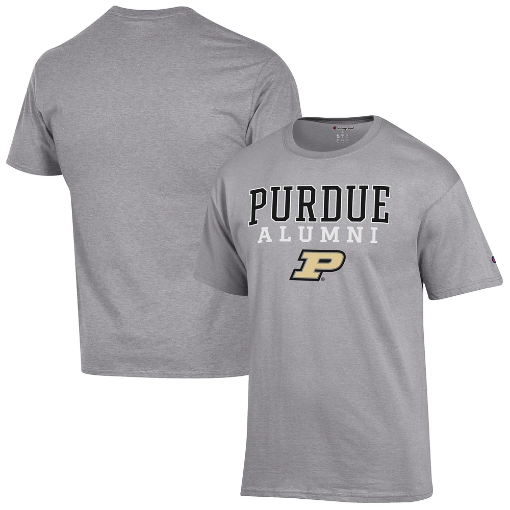 Men's Champion Gray Purdue Boilermakers Alumni Logo Stack T-Shirt