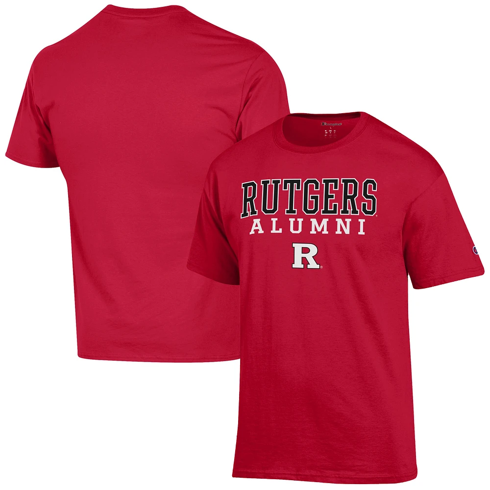 Men's Champion Scarlet Rutgers Knights Alumni Logo Stack T-Shirt