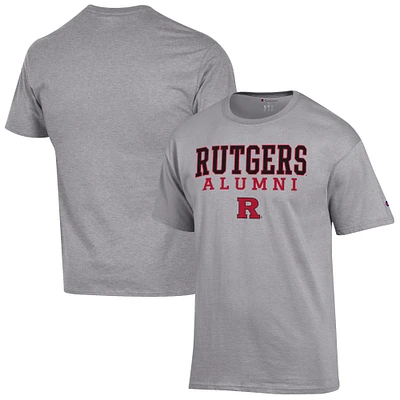 Men's Champion Gray Rutgers Scarlet Knights Alumni Logo Stack T-Shirt