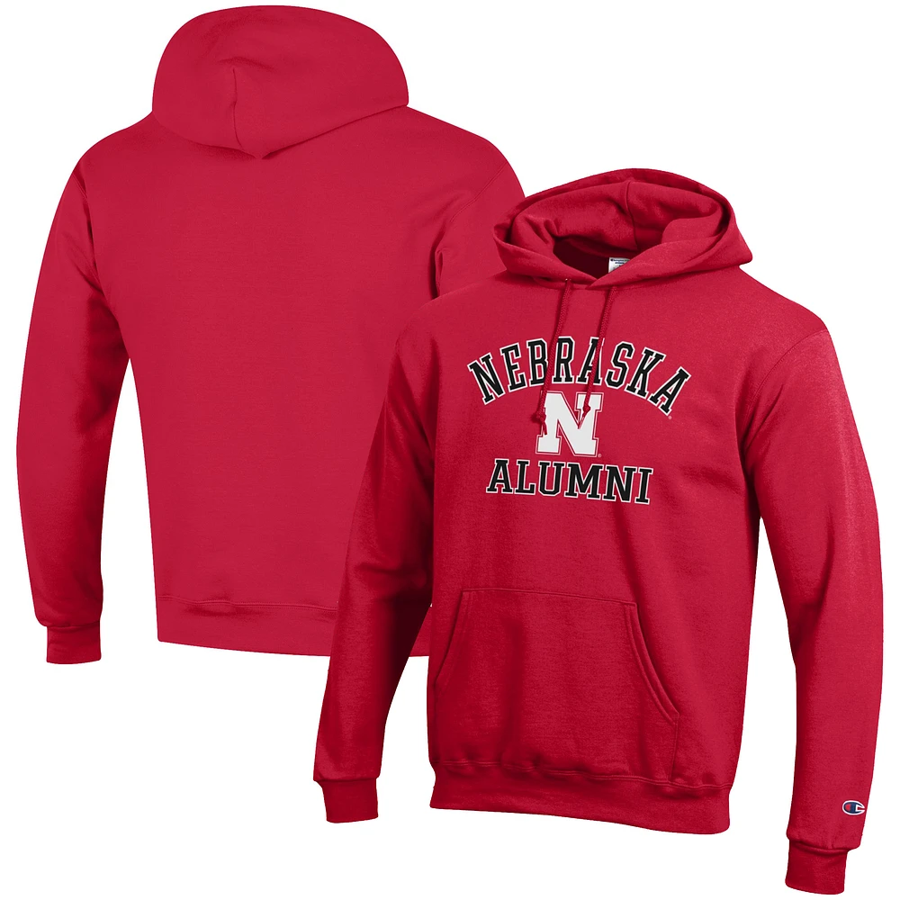 Men's Champion Scarlet Nebraska Huskers Alumni Logo Pullover Hoodie