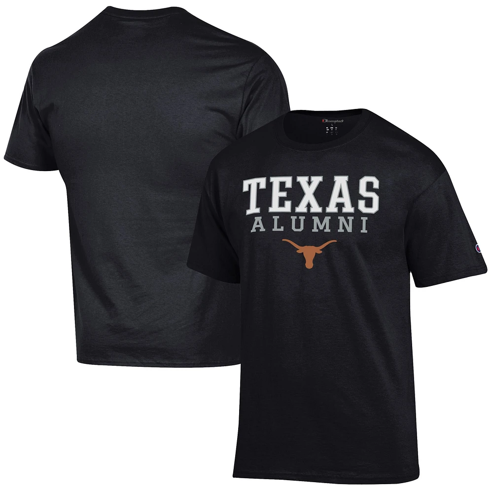 Men's Champion Black Texas Longhorns Alumni Logo Stack T-Shirt