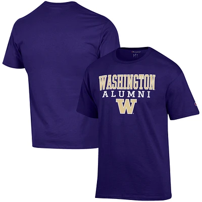 Men's Champion Purple Washington Huskies Alumni Logo Stack T-Shirt