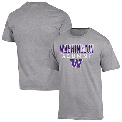 Men's Champion Gray Washington Huskies Alumni Logo Stack T-Shirt