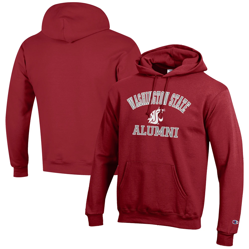 Men's Champion Crimson Washington State Cougars Alumni Logo Pullover Hoodie
