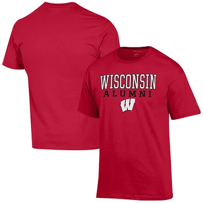 Men's Champion Red Wisconsin Badgers Alumni Logo Stack T-Shirt