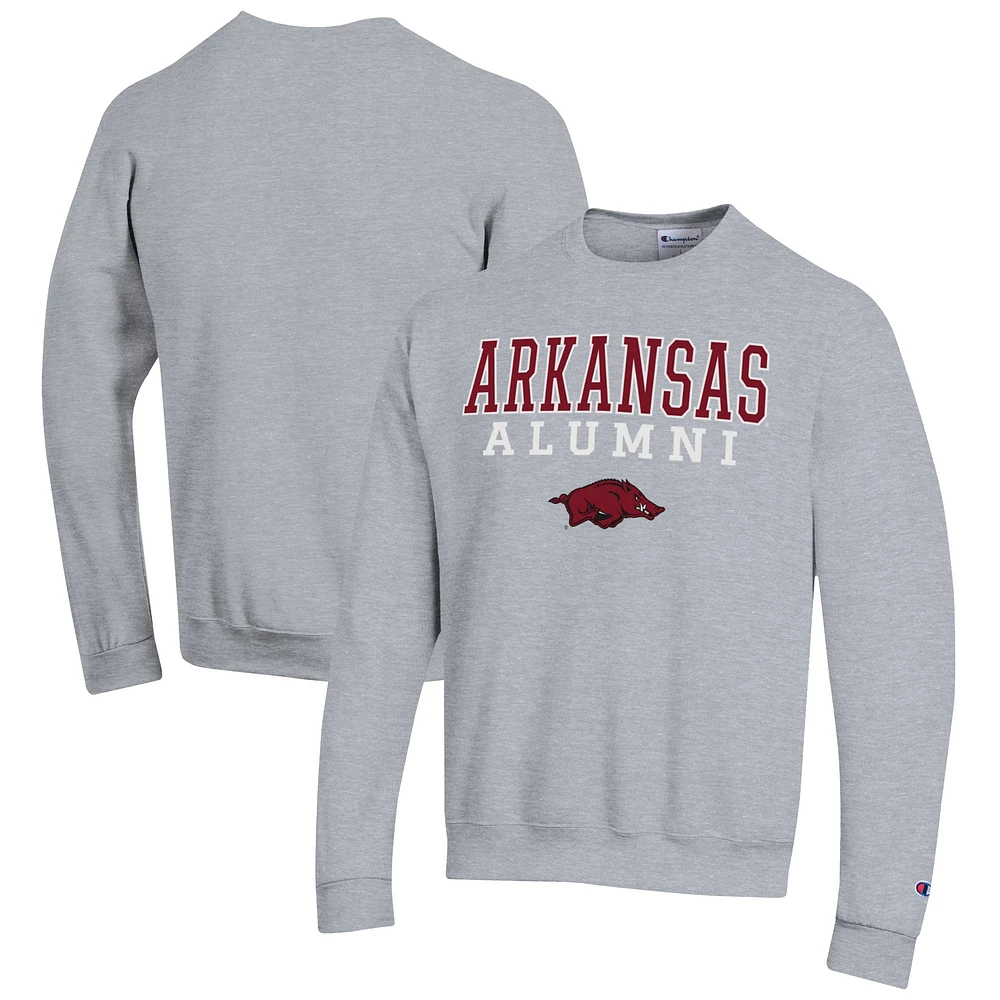 Men's Champion Gray Arkansas Razorbacks Alumni Logo Pullover Sweatshirt