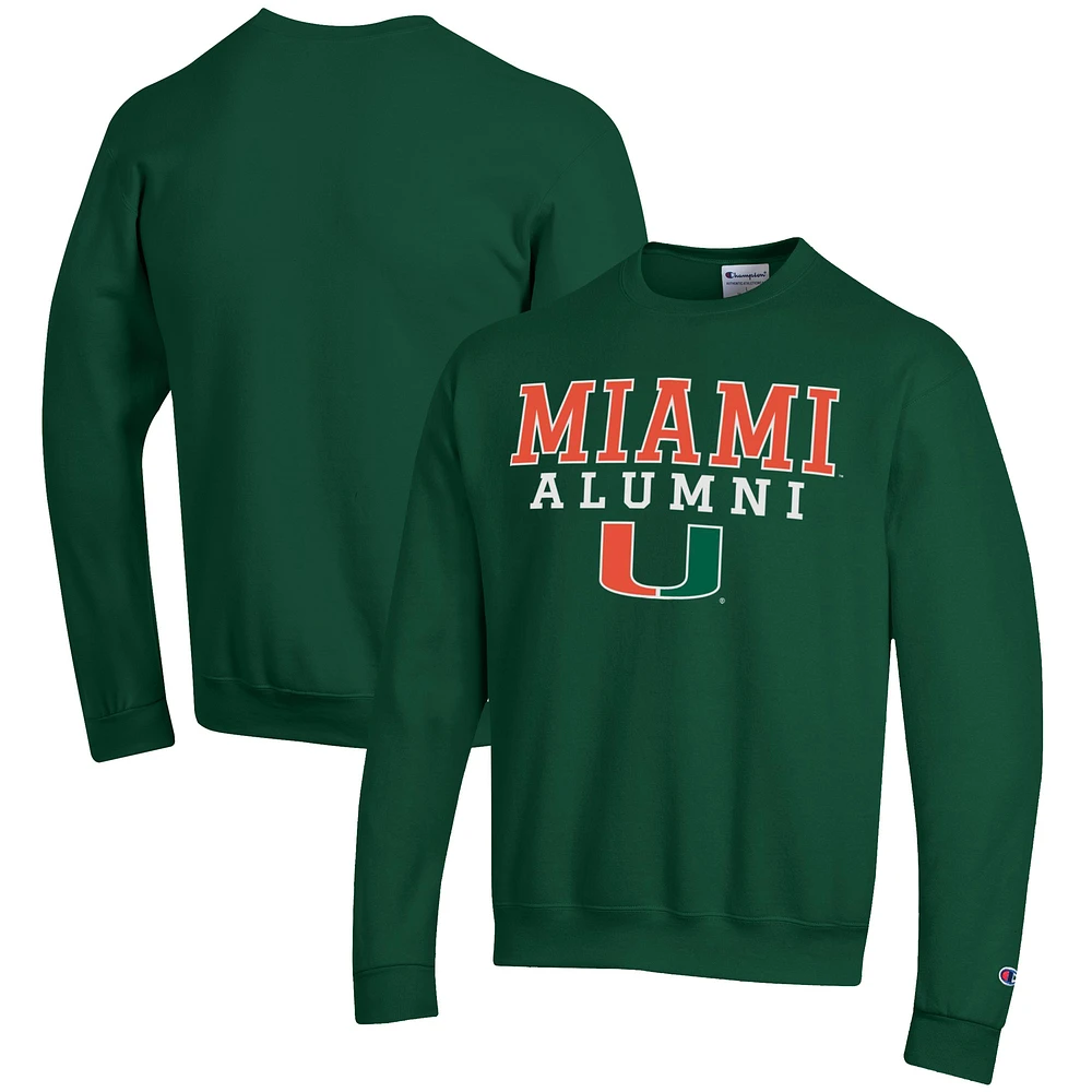 Men's Champion Green Miami Hurricanes Alumni Logo Pullover Sweatshirt