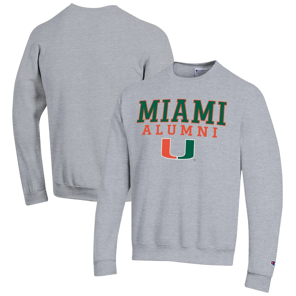 Men's Champion Gray Miami Hurricanes Alumni Logo Pullover Sweatshirt
