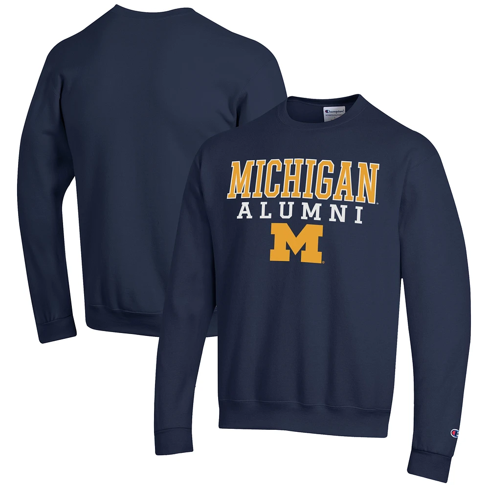 Men's Champion Navy Michigan Wolverines Alumni Logo Pullover Sweatshirt