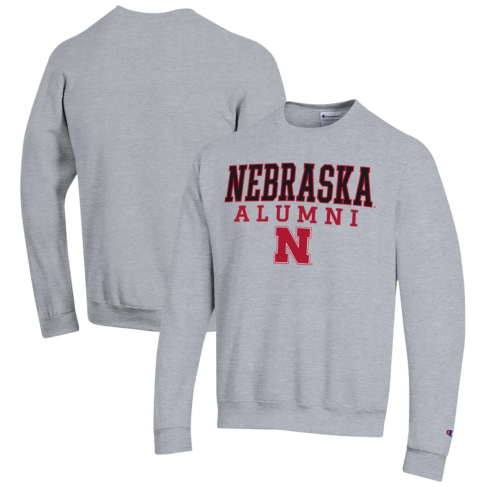 Men's Champion Gray Nebraska Huskers Alumni Logo Pullover Sweatshirt