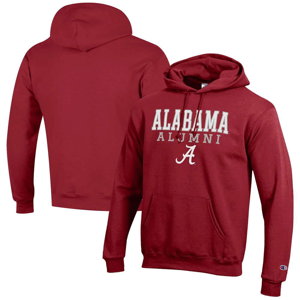 Men's Champion Crimson Alabama Tide Alumni Logo Stack Pullover Hoodie