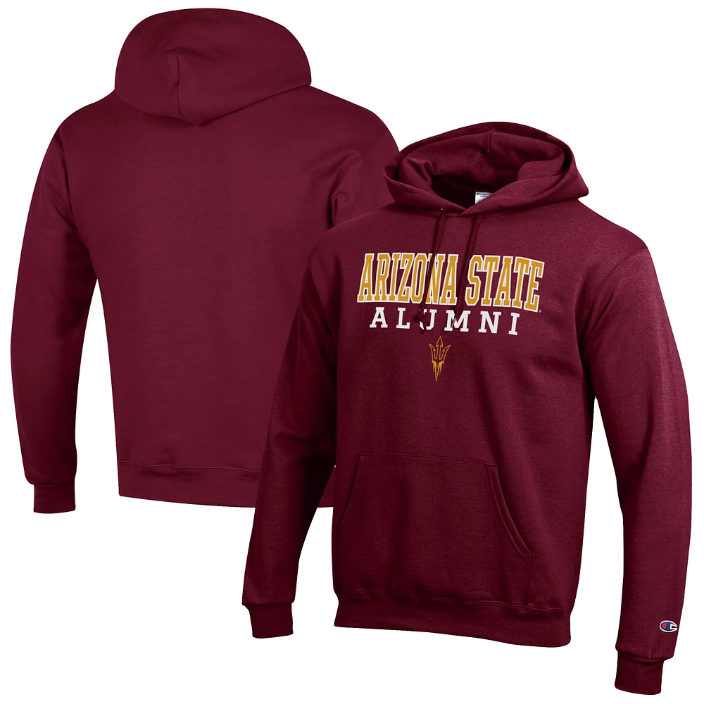 Men's Champion Maroon Arizona State Sun Devils Alumni Logo Stack Pullover Hoodie