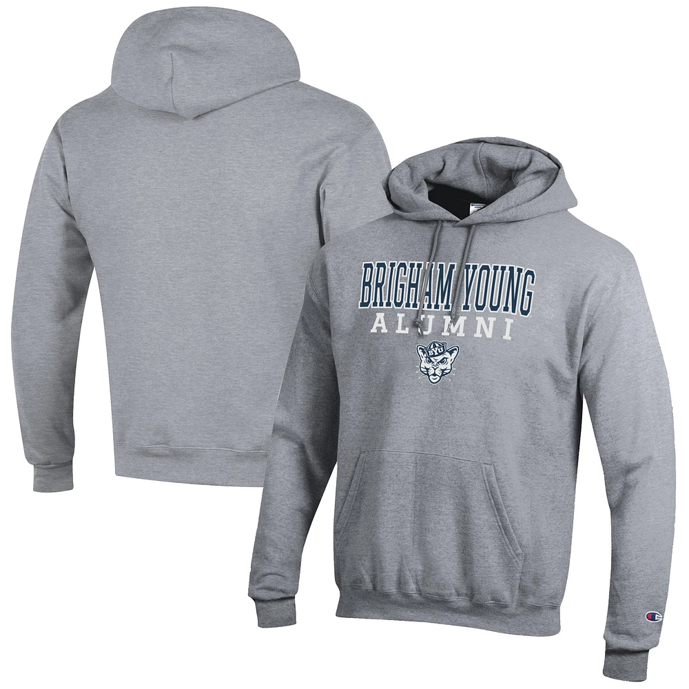 Men's Champion Gray BYU Cougars Alumni Logo Stack Pullover Hoodie