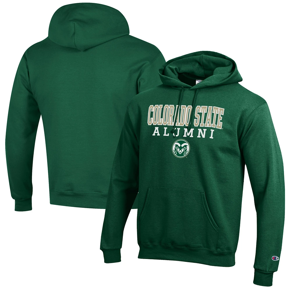 Men's Champion Green Colorado State Rams Alumni Logo Stack Pullover Hoodie