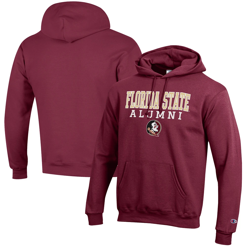 Men's Champion Garnet Florida State Seminoles Alumni Logo Stack Pullover Hoodie