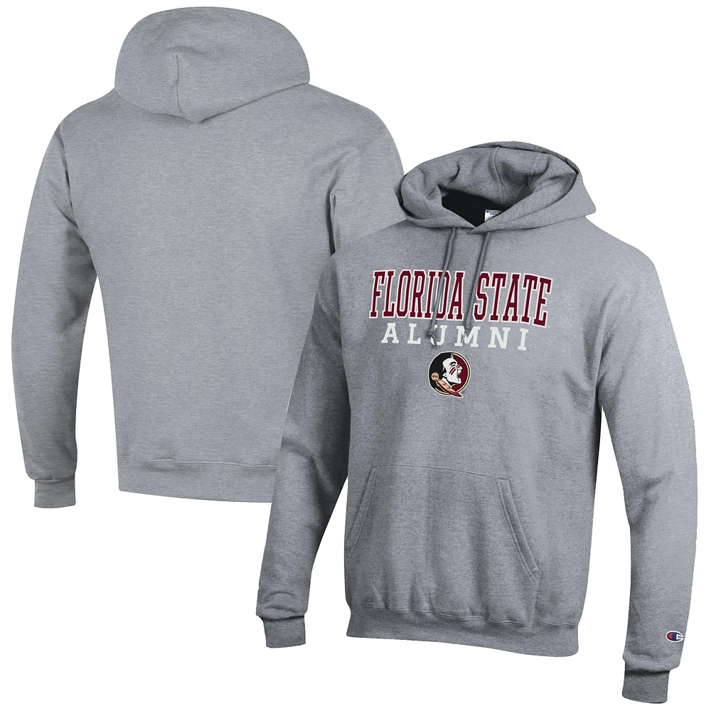Men's Champion Gray Florida State Seminoles Alumni Logo Stack Pullover Hoodie