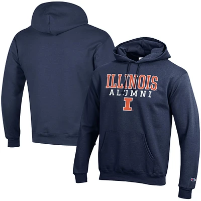 Men's Champion Navy Illinois Fighting Illini Alumni Logo Stack Pullover Hoodie