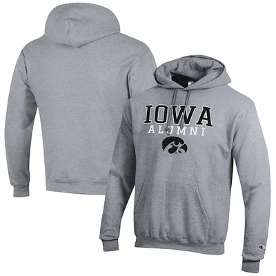 Men's Champion Gray Iowa Hawkeyes Alumni Logo Stack Pullover Hoodie
