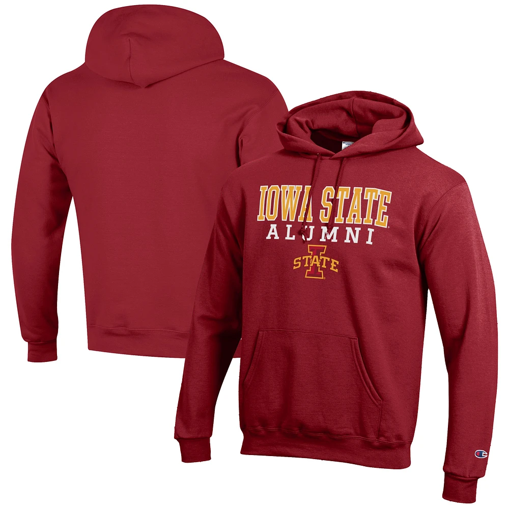 Men's Champion Cardinal Iowa State Cyclones Alumni Logo Stack Pullover Hoodie