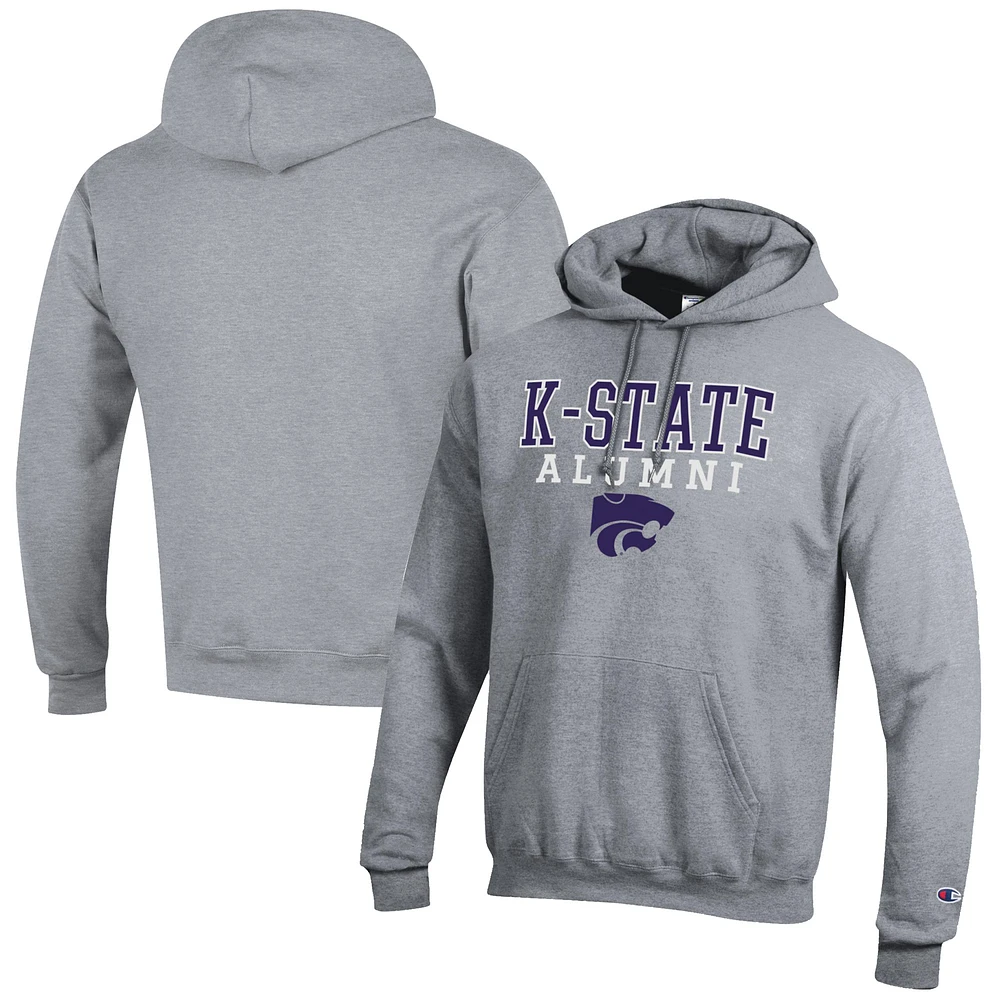 Men's Champion Gray Kansas State Wildcats Alumni Logo Stack Pullover Hoodie