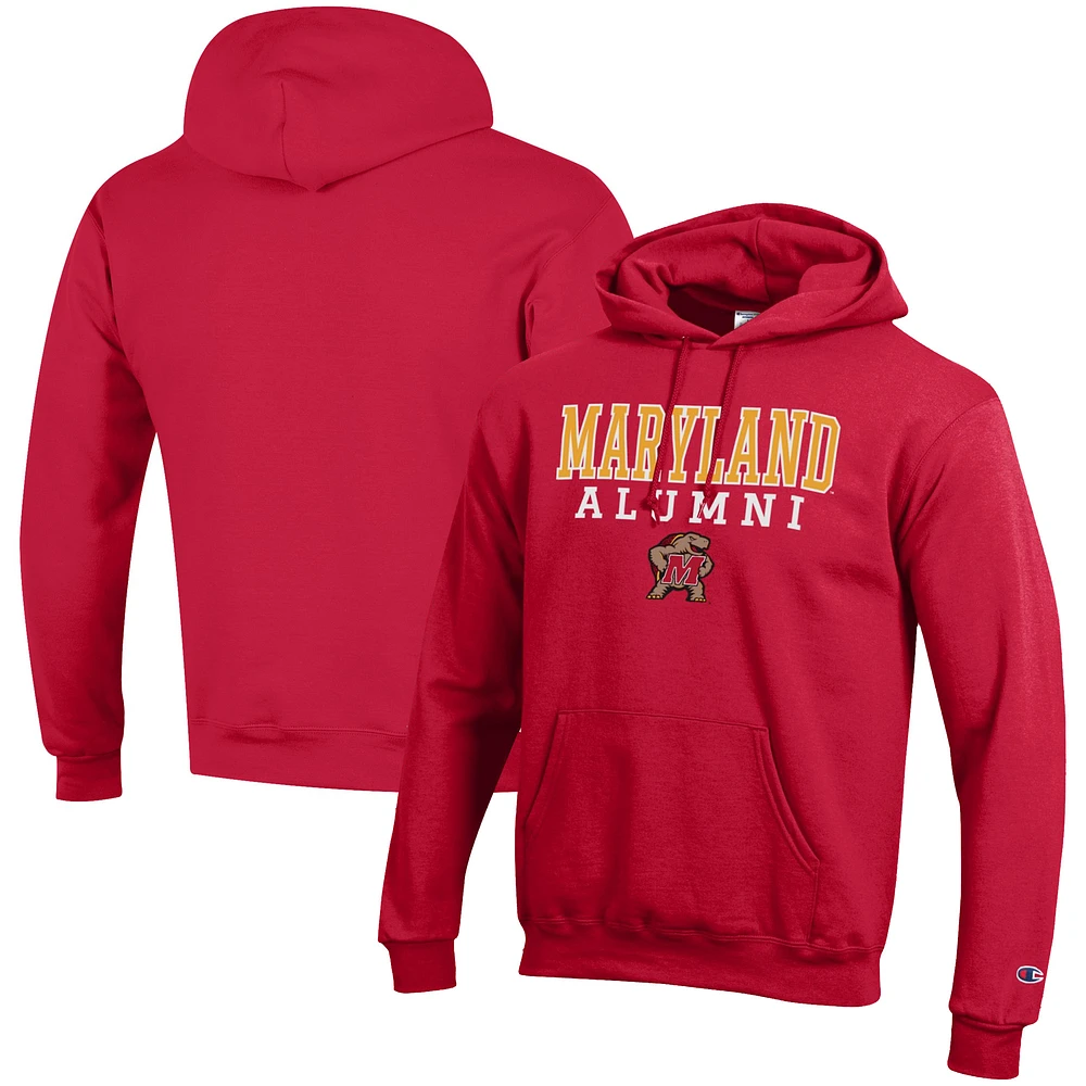 Men's Champion Red Maryland Terrapins Alumni Logo Stack Pullover Hoodie