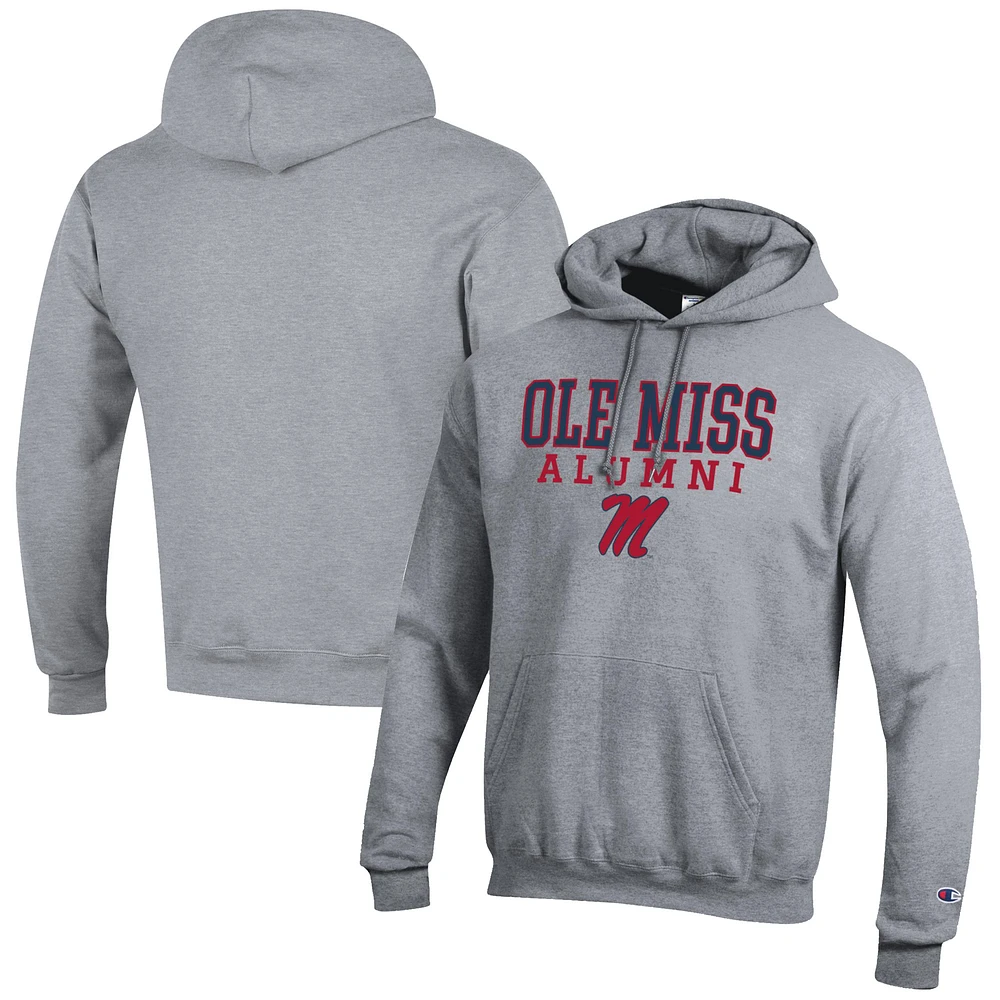 Men's Champion Gray Ole Miss Rebels Alumni Logo Stack Pullover Hoodie