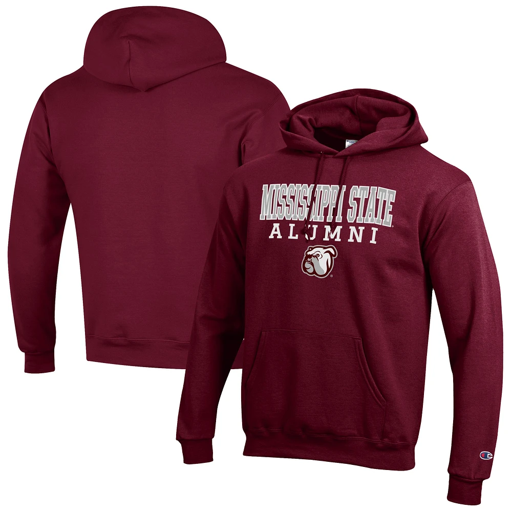 Men's Champion Maroon Mississippi State Bulldogs Alumni Logo Stack Pullover Hoodie