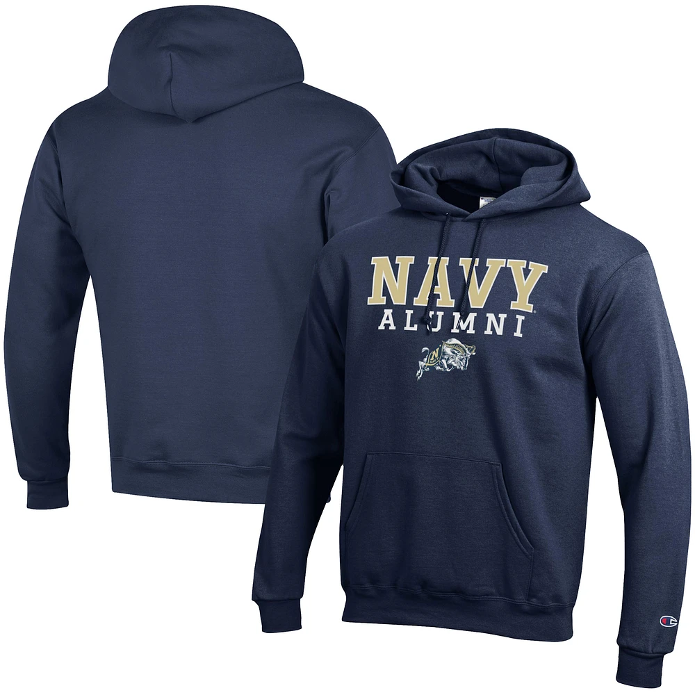 Men's Champion Navy Midshipmen Alumni Logo Stack Pullover Hoodie