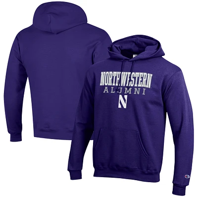 Men's Champion Purple Northwestern Wildcats Alumni Logo Stack Pullover Hoodie
