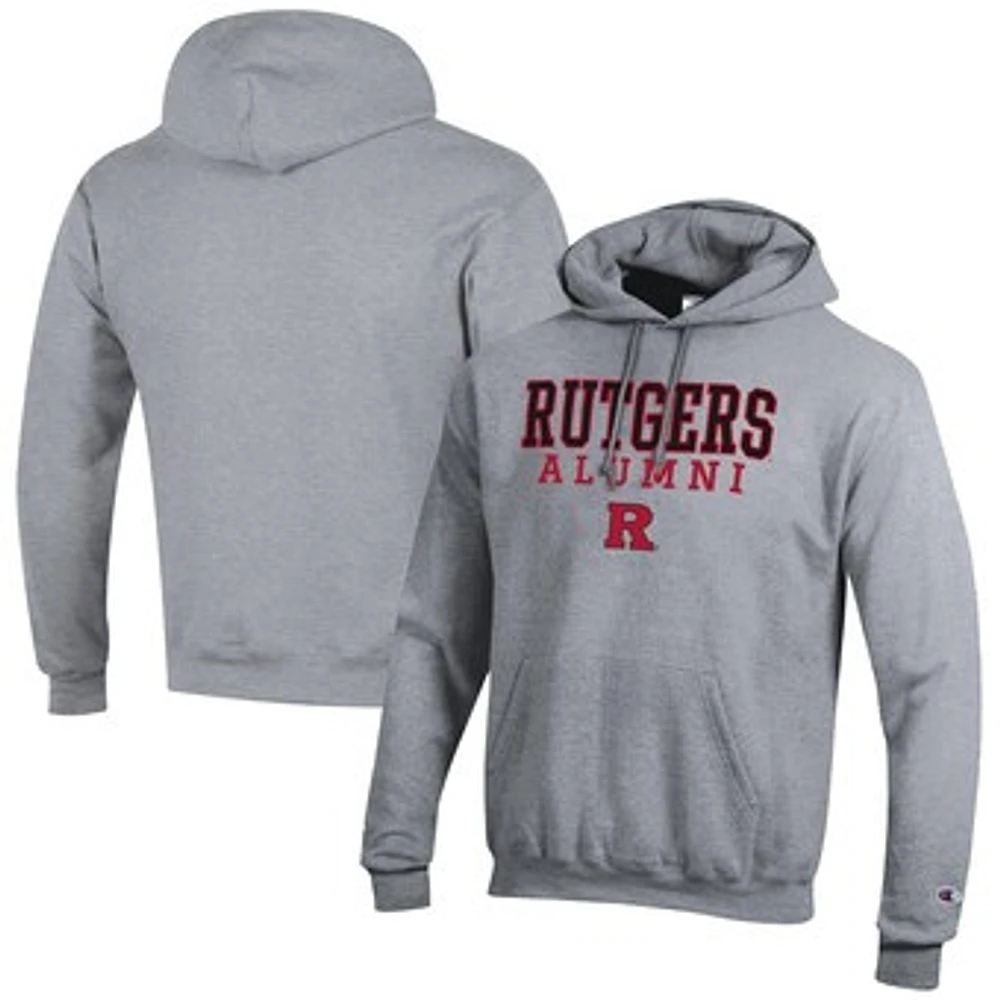 Men's Champion Gray Rutgers Scarlet Knights Alumni Logo Stack Pullover Hoodie