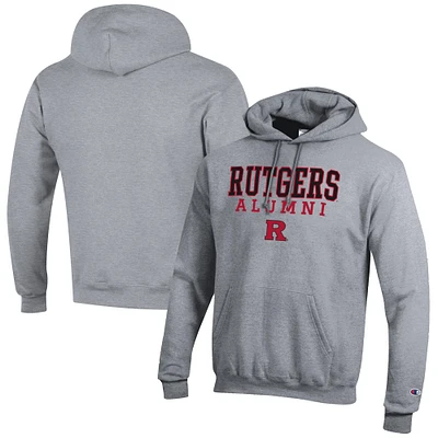 Men's Champion Gray Rutgers Scarlet Knights Alumni Logo Stack Pullover Hoodie